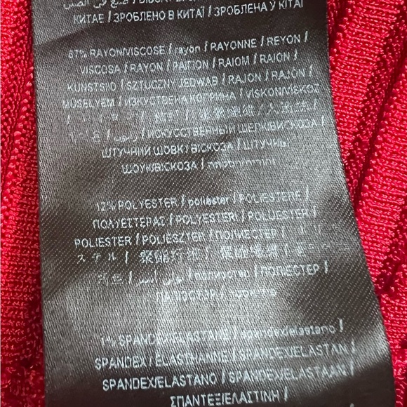 Guess Red Bodycon Midi Dress Mock Neck Sleeveless M - Picture 4 of 15